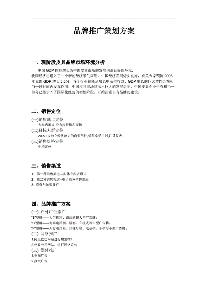 品牌推广方案